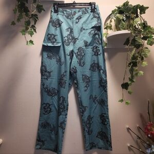 SHEIN Teal and Black Boot Cut Pants